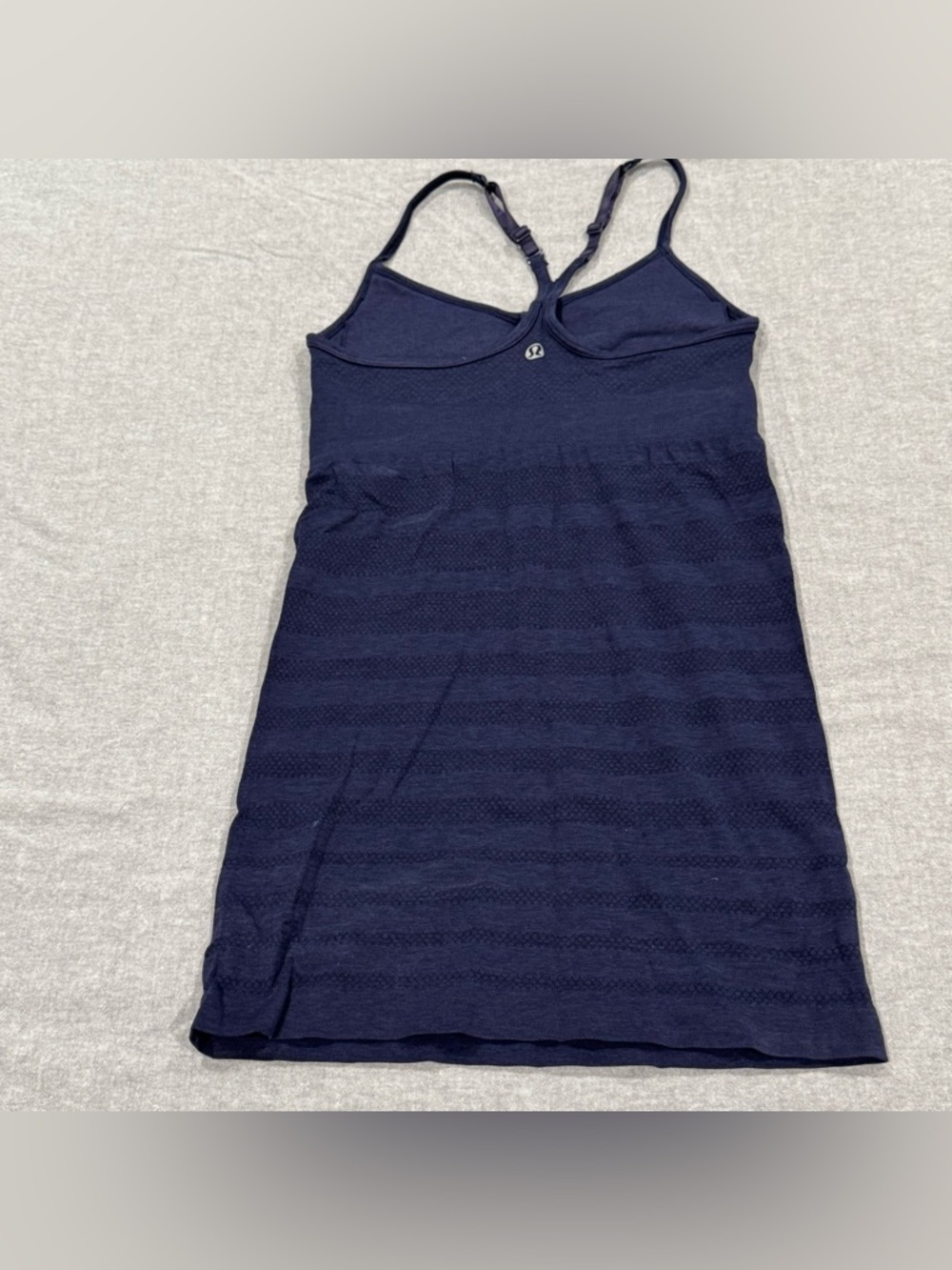 Lululemon Navy Strappy Knit shelf bra tank with Textured Stripes - Picture 6 of 10